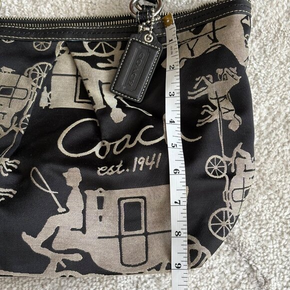 Coach Legacy Black Canvas Tote Bag Horse & Carriage Graphic Print Est. 1941 - Picture 4 of 7